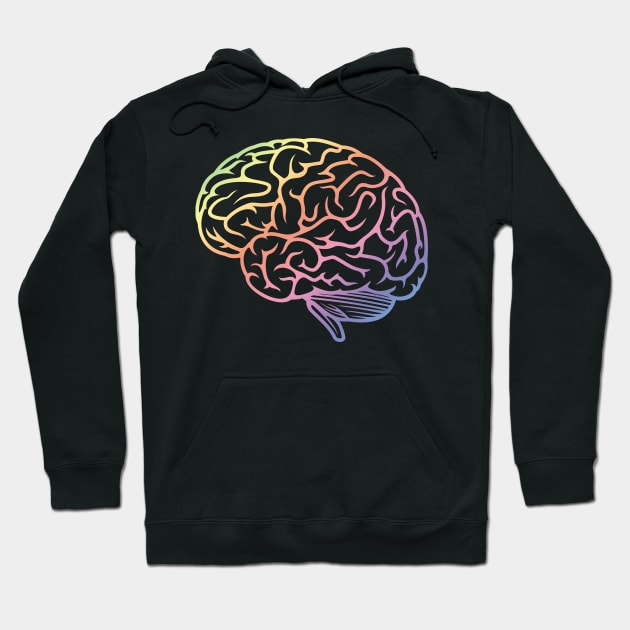 Beautiful Brain Rainbow Pastel Neuroscience Hoodie by labstud